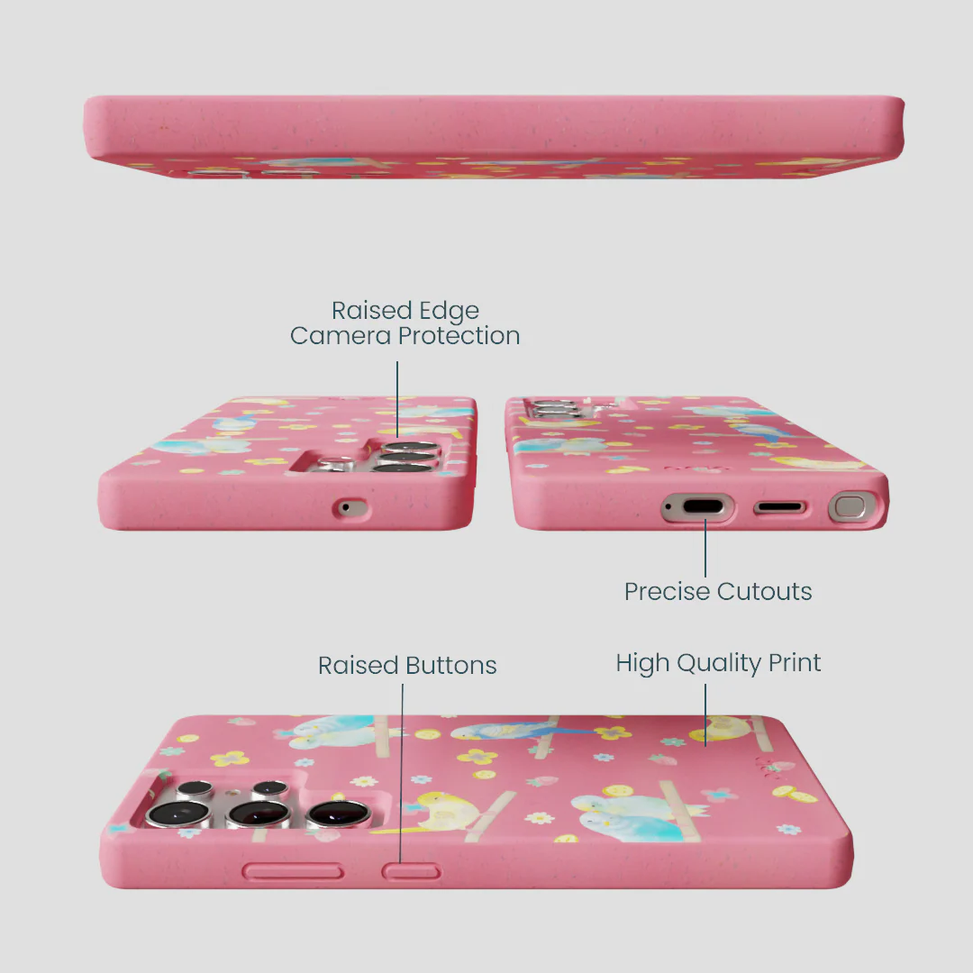 Bubblegum Pink Budgie Daydream Samsung Galaxy S25 Ultra Case - Image 3