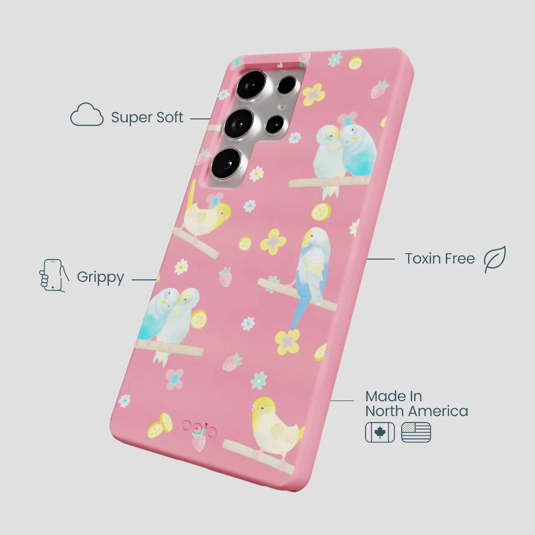Bubblegum Pink Budgie Daydream Samsung Galaxy S25 Ultra Case - Image 4