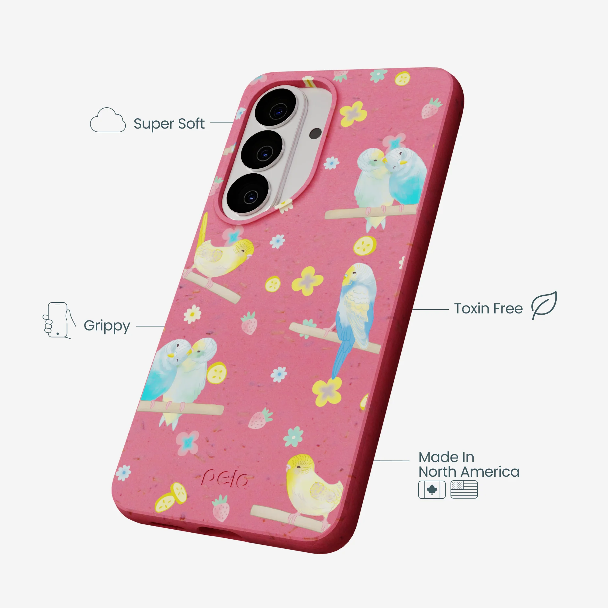 Bubblegum Pink Budgie Daydream Samsung Galaxy S26 Case - Image 4