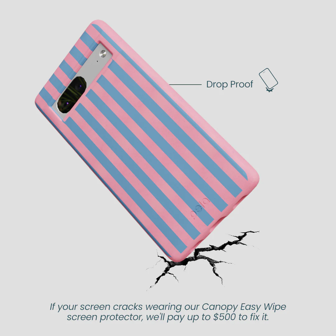Bubblegum Pink Candy Blue Stripes Google Pixel 7 Case - Image 4