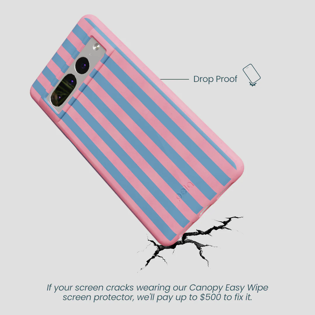 Bubblegum Pink Candy Blue Stripes Google Pixel 7 Pro Case - Image 4