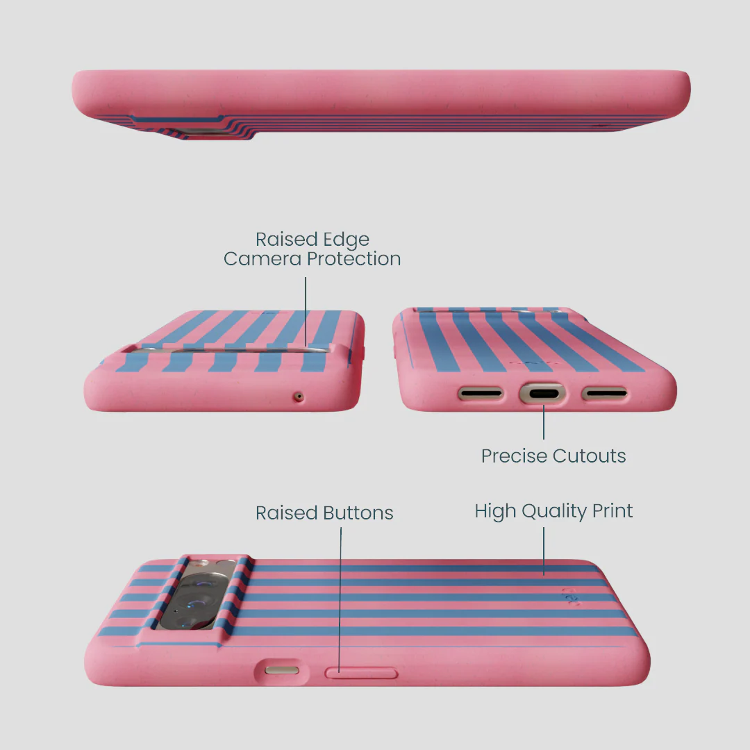 Bubblegum Pink Candy Blue Stripes Google Pixel 8 Pro Case - Image 2
