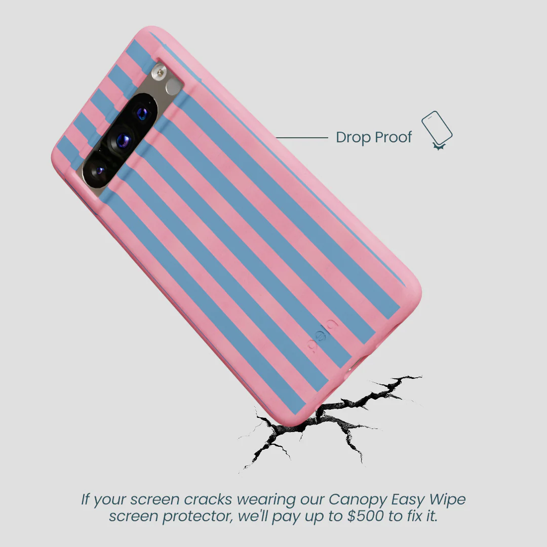 Bubblegum Pink Candy Blue Stripes Google Pixel 8 Pro Case - Image 4