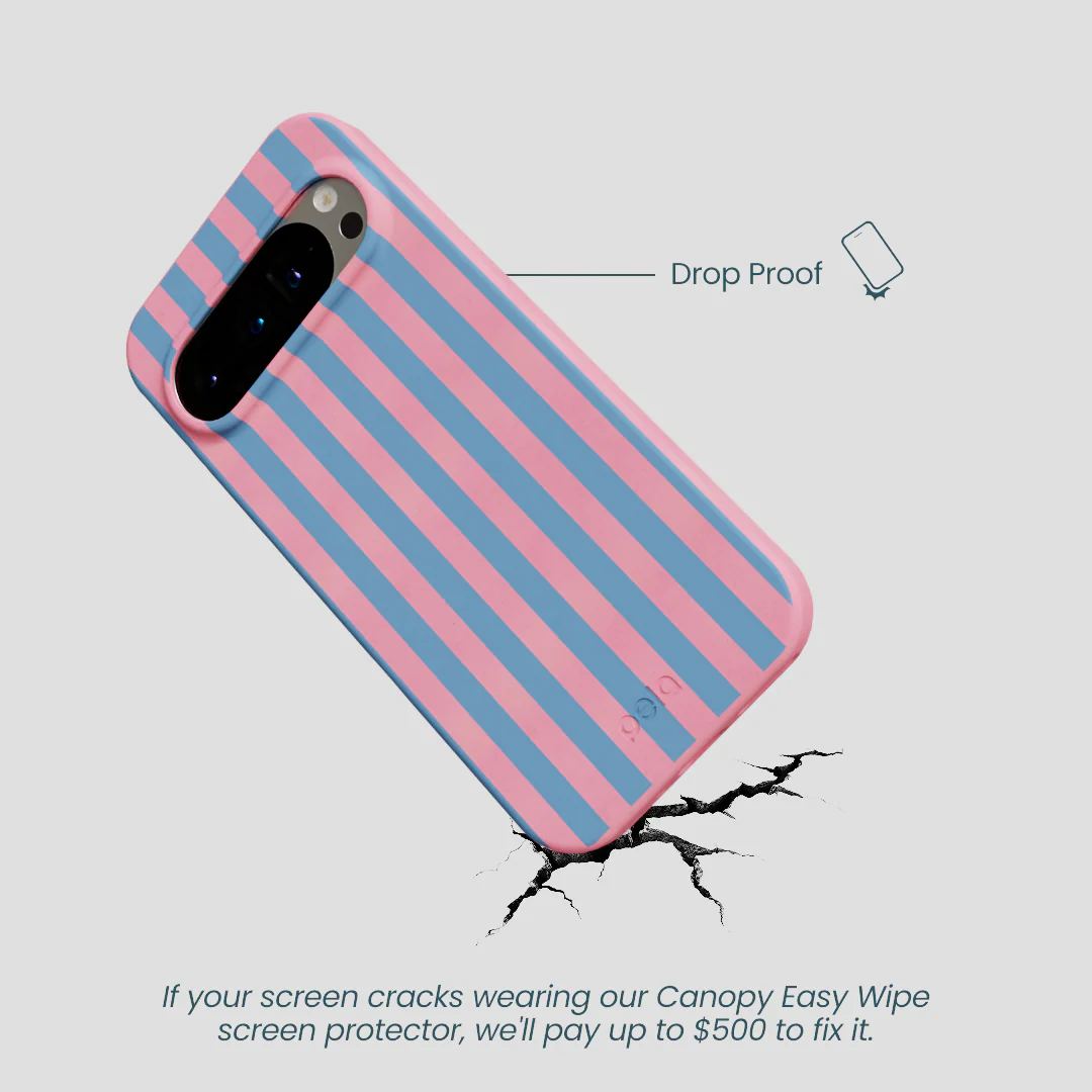 Bubblegum Pink Candy Blue Stripes Google Pixel 9/9 Pro Case - Image 4