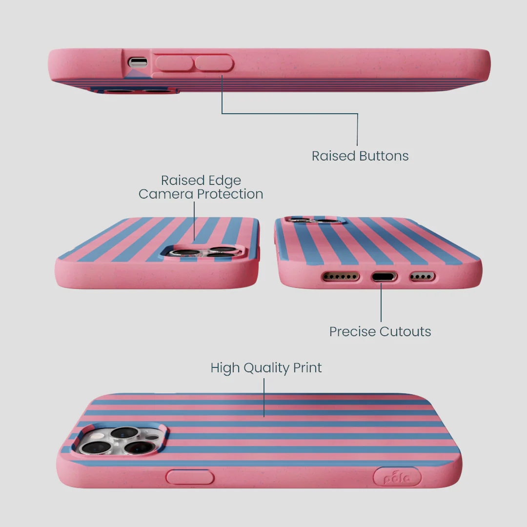 Bubblegum Pink Candy Blue Stripes iPhone 12 Pro Max Case - Image 3
