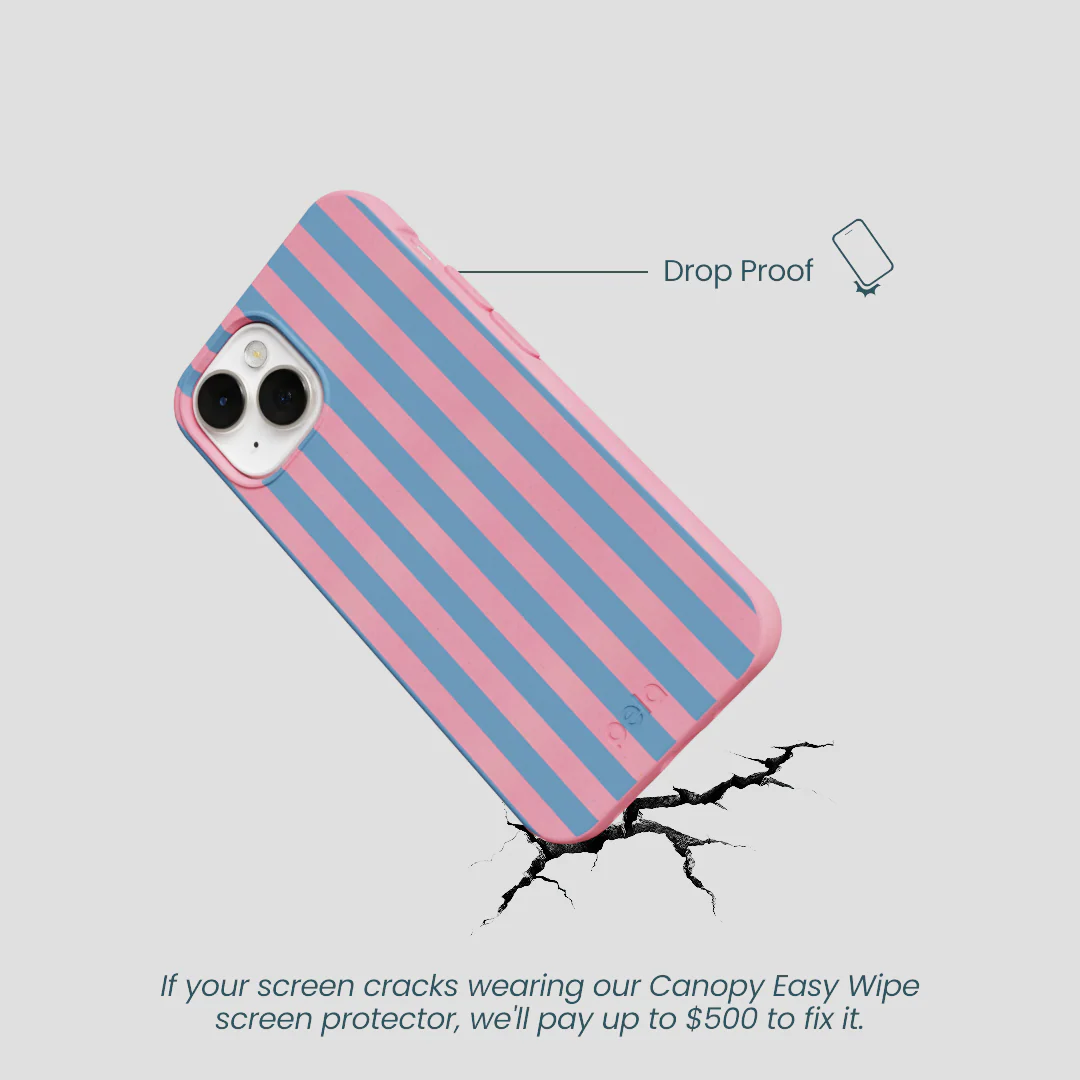 Bubblegum Pink Candy Blue Stripes iPhone 13 Mini Case - Image 5