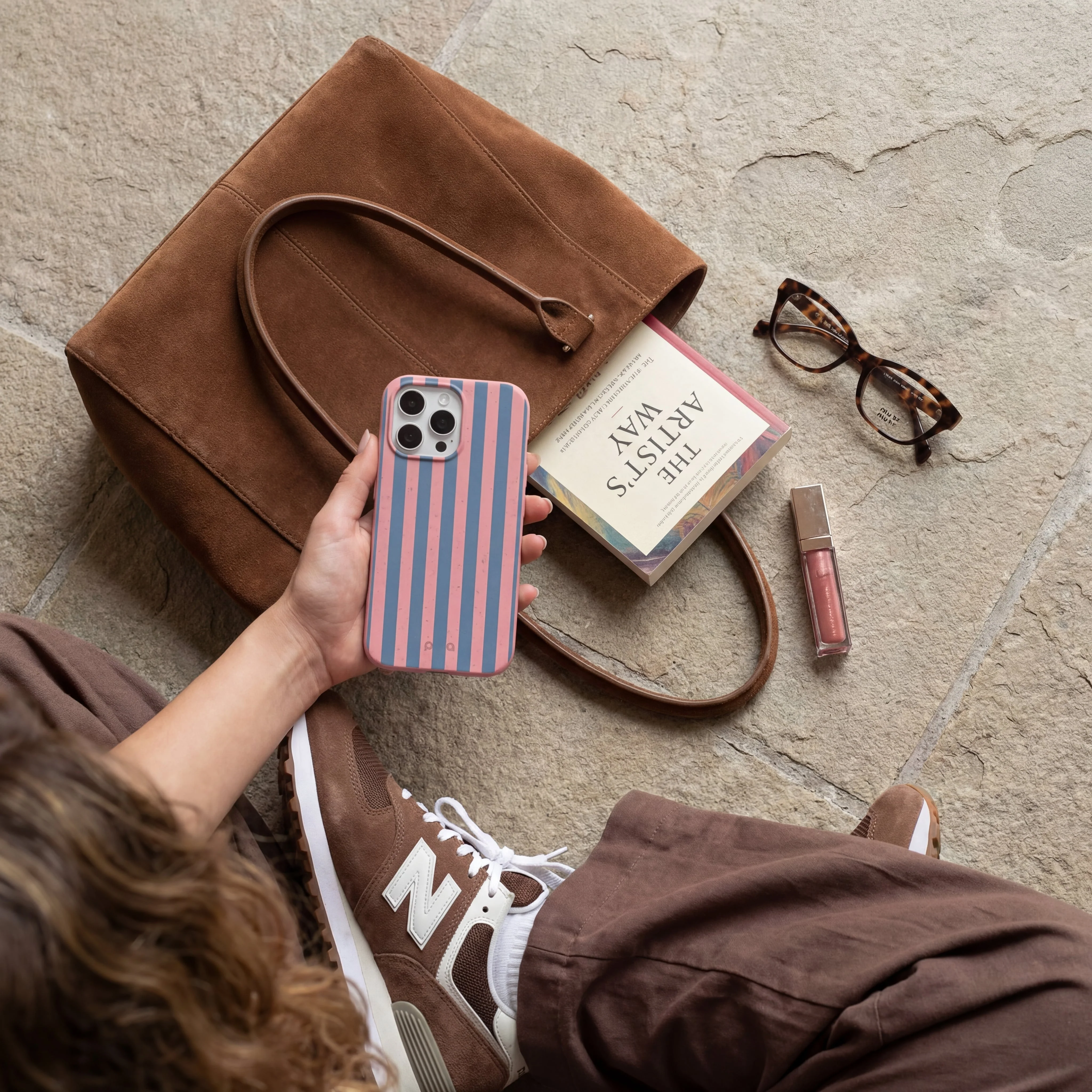 Bubblegum Pink Candy Blue Stripes iPhone 13 Pro Max Case - Image 2