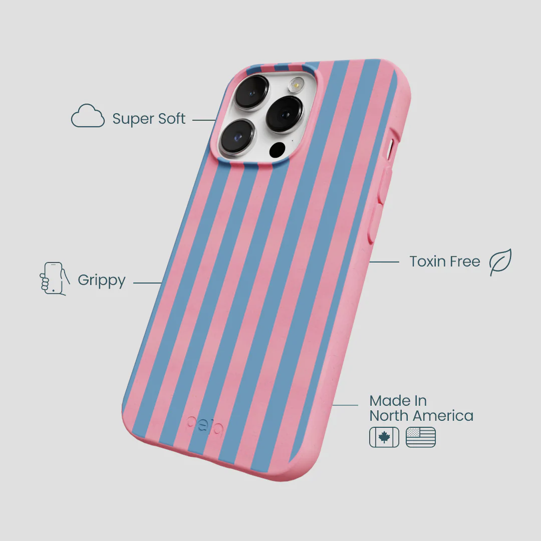 Bubblegum Pink Candy Blue Stripes iPhone 13 Pro Max Case - Image 4
