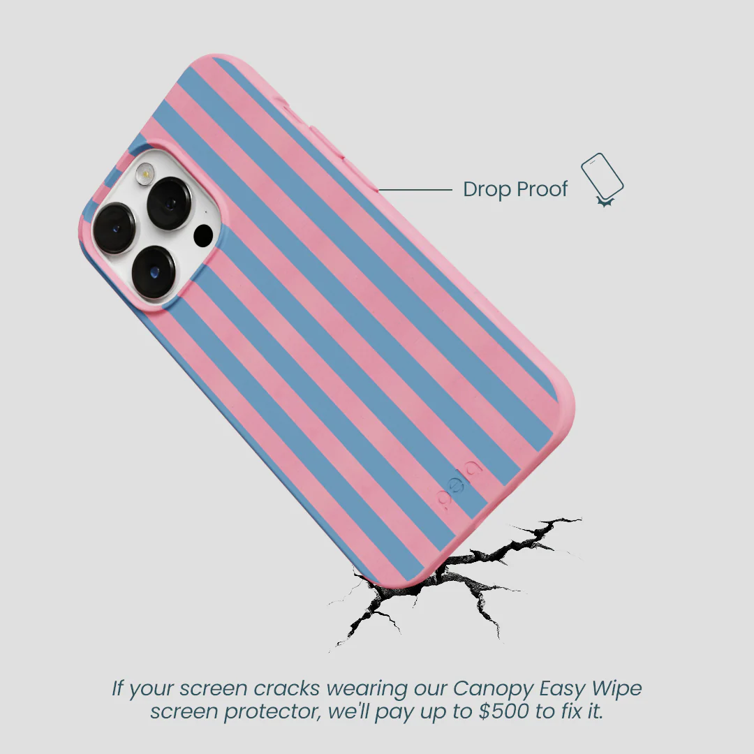 Bubblegum Pink Candy Blue Stripes iPhone 13 Pro Max Case - Image 5