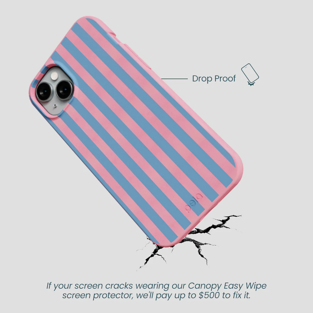 Bubblegum Pink Candy Blue Stripes iPhone 15 Plus Case - Image 5