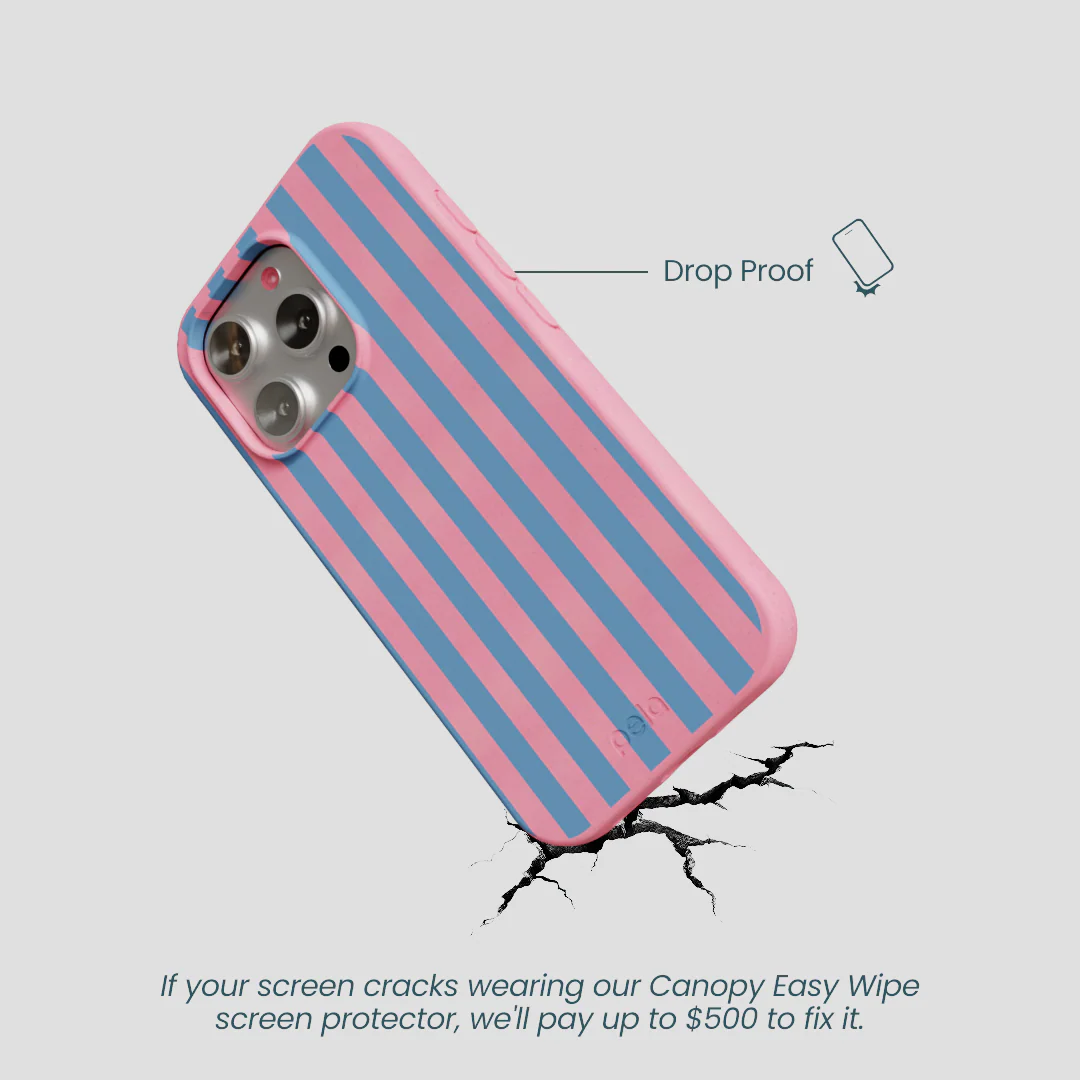 Bubblegum Pink Candy Blue Stripes iPhone 16 Pro Case - Image 5