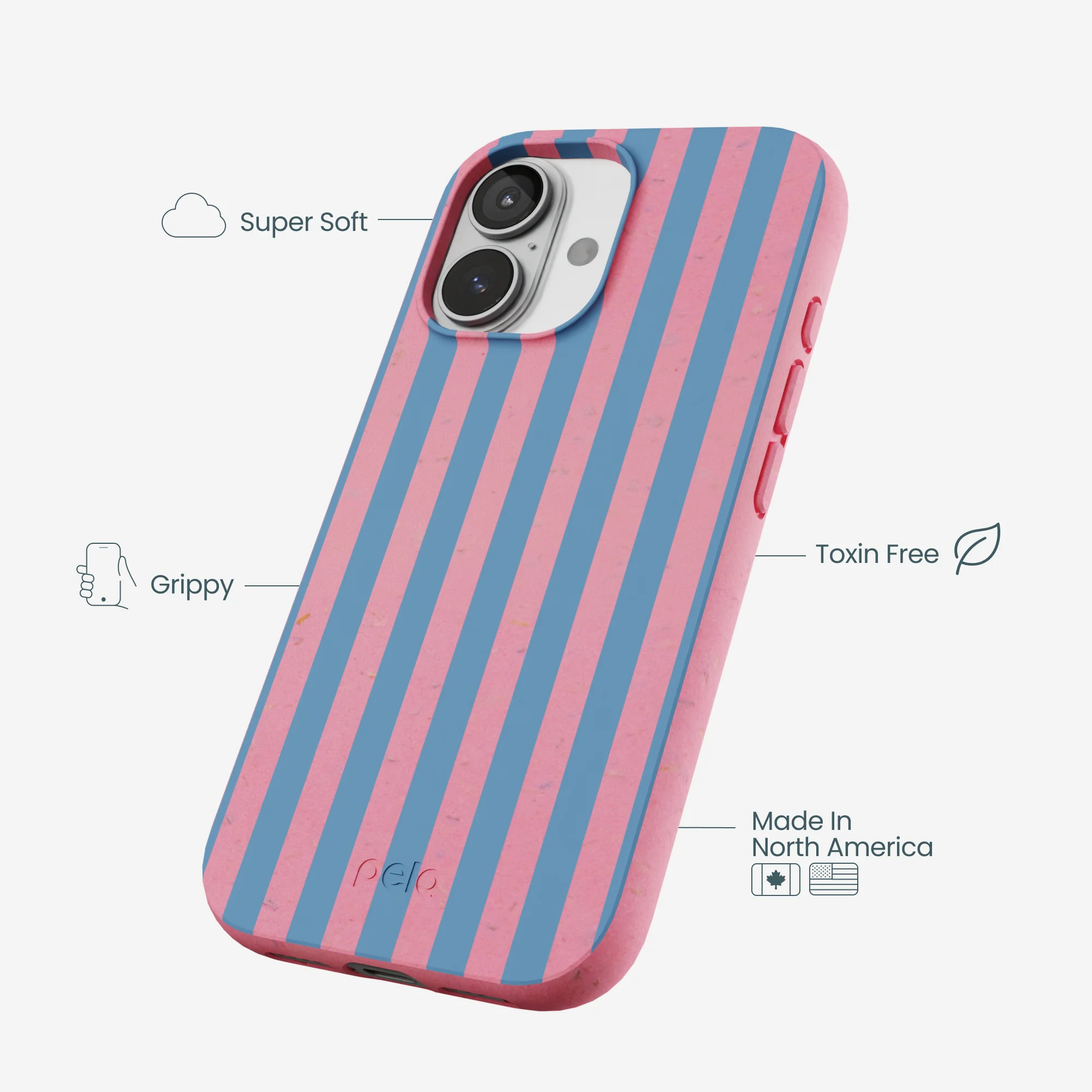 Bubblegum Pink Candy Blue Stripes iPhone 17 Case - Image 4