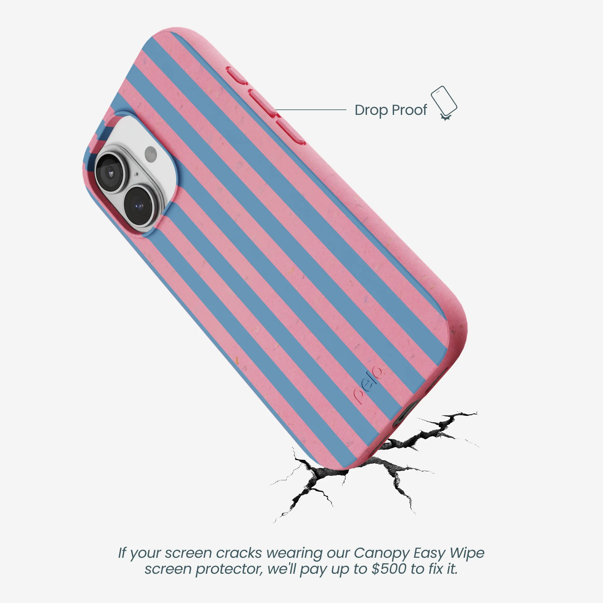 Bubblegum Pink Candy Blue Stripes iPhone 17 Case - Image 5