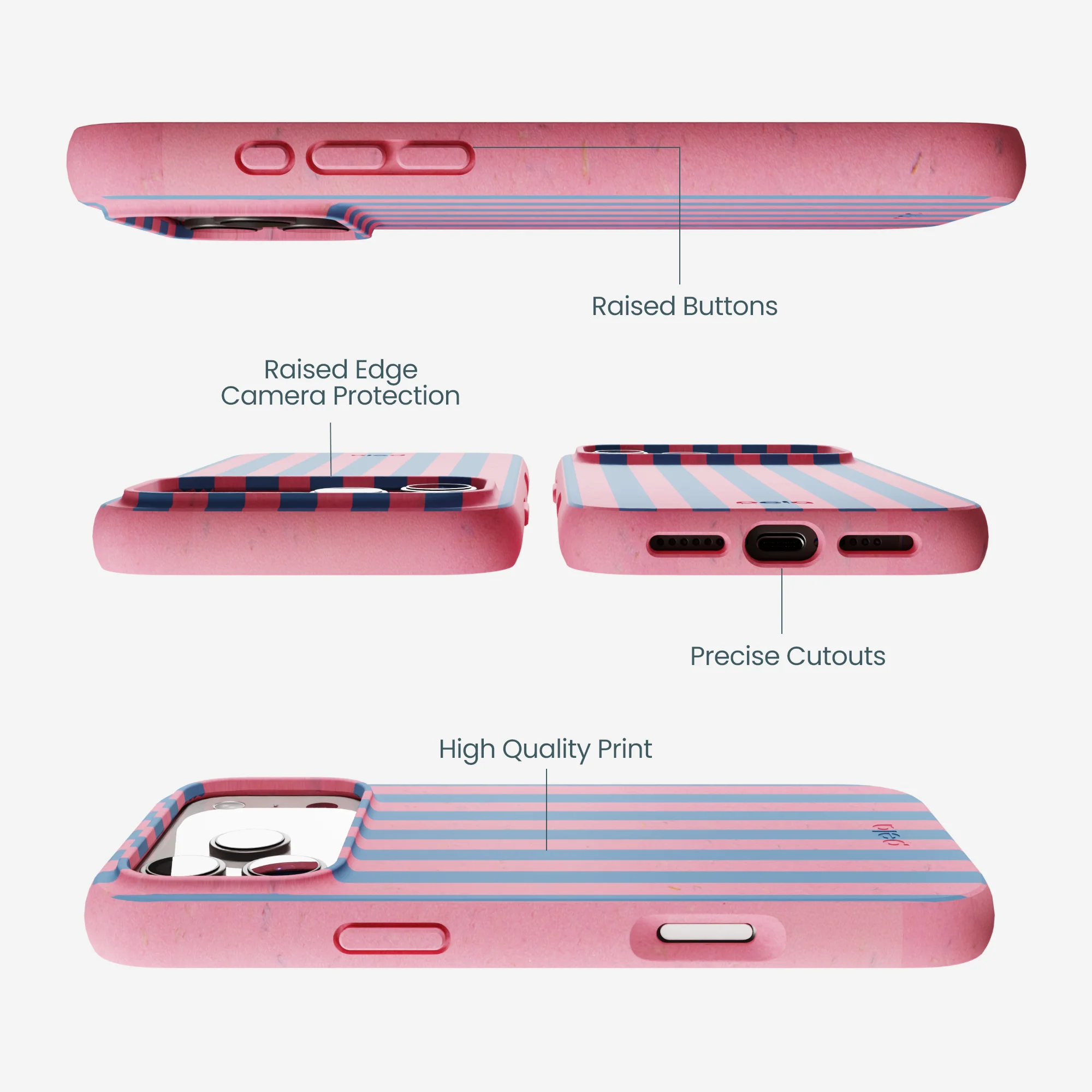 Bubblegum Pink Candy Blue Stripes iPhone 17 Pro Max Case - Image 3