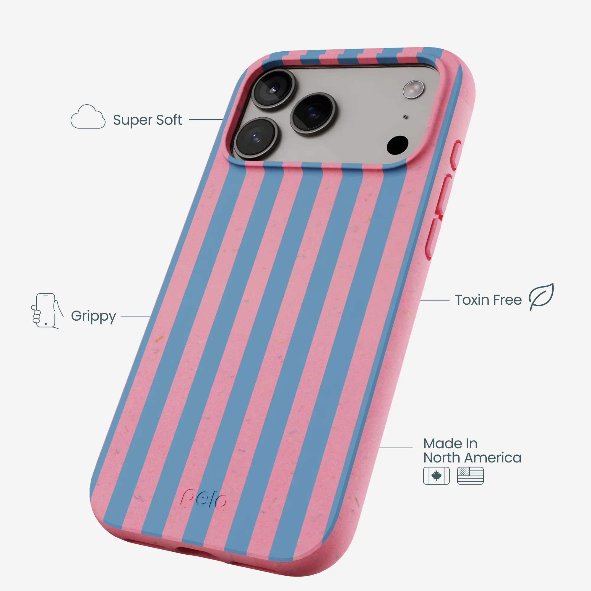 Bubblegum Pink Candy Blue Stripes iPhone 17 Pro Max Case - Image 4