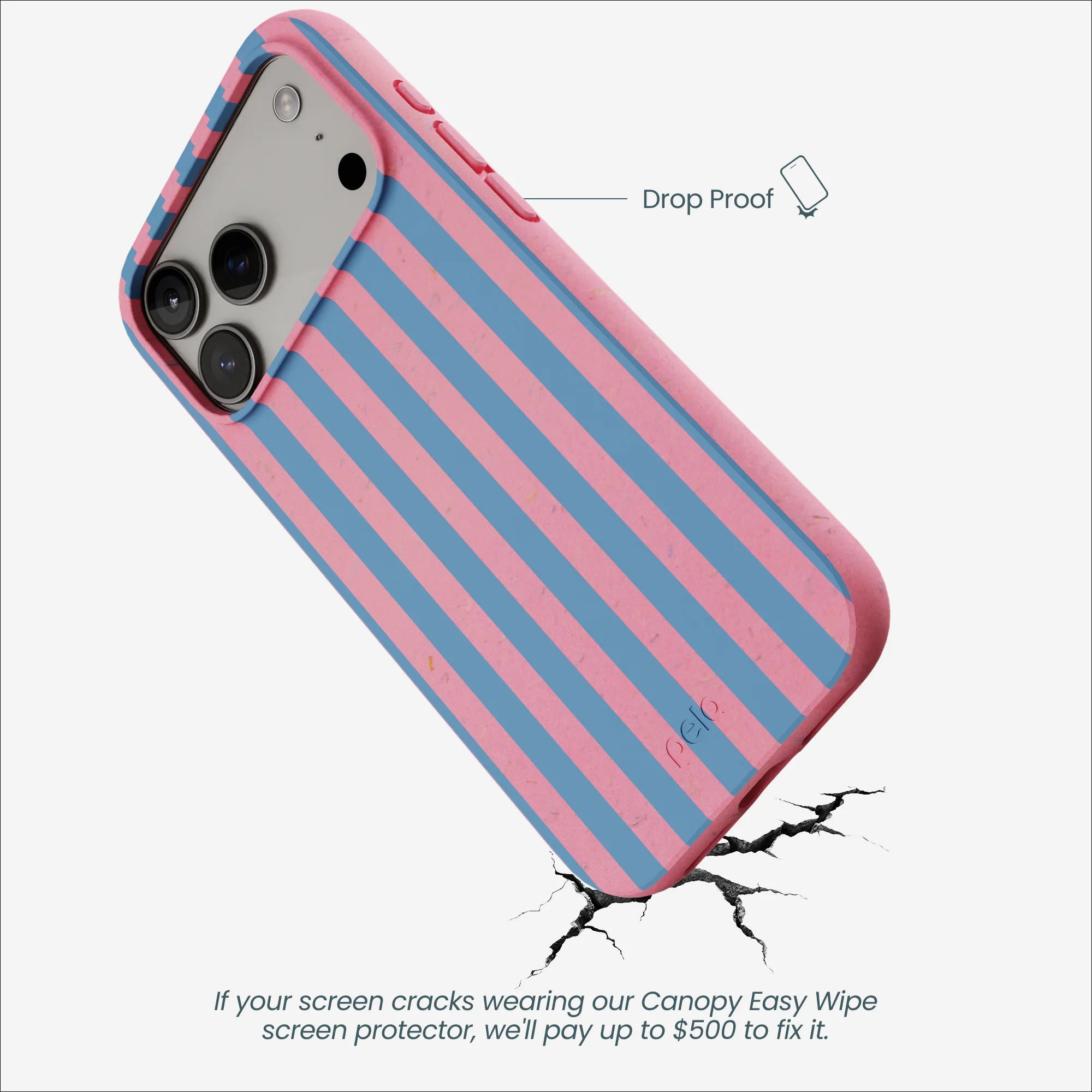 Bubblegum Pink Candy Blue Stripes iPhone 17 Pro Max Case - Image 5