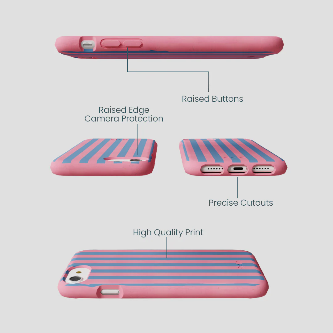 Bubblegum Pink Candy Blue Stripes iPhone 6/6s/7/8/SE Case - Image 3