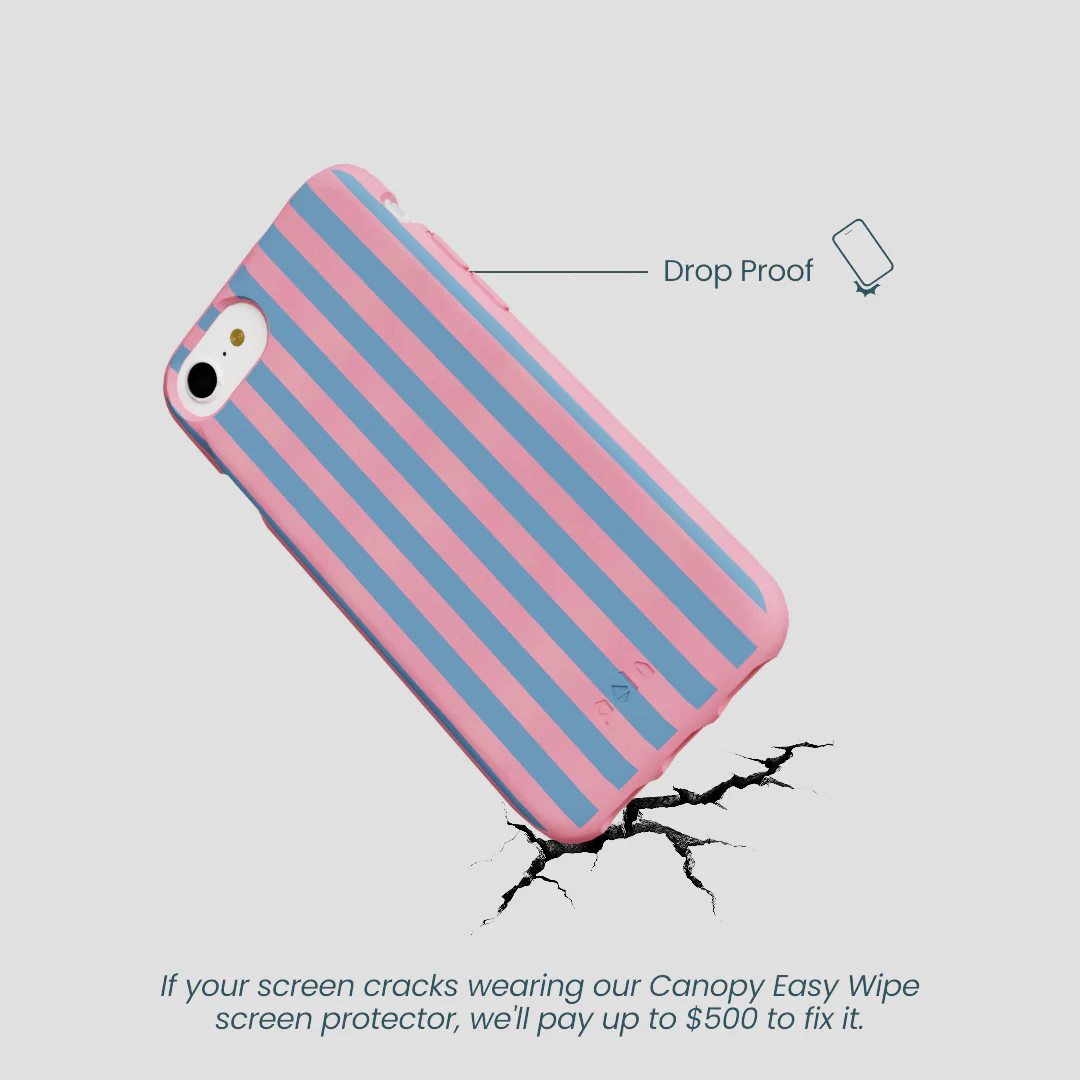Bubblegum Pink Candy Blue Stripes iPhone 6/6s/7/8/SE Case - Image 5
