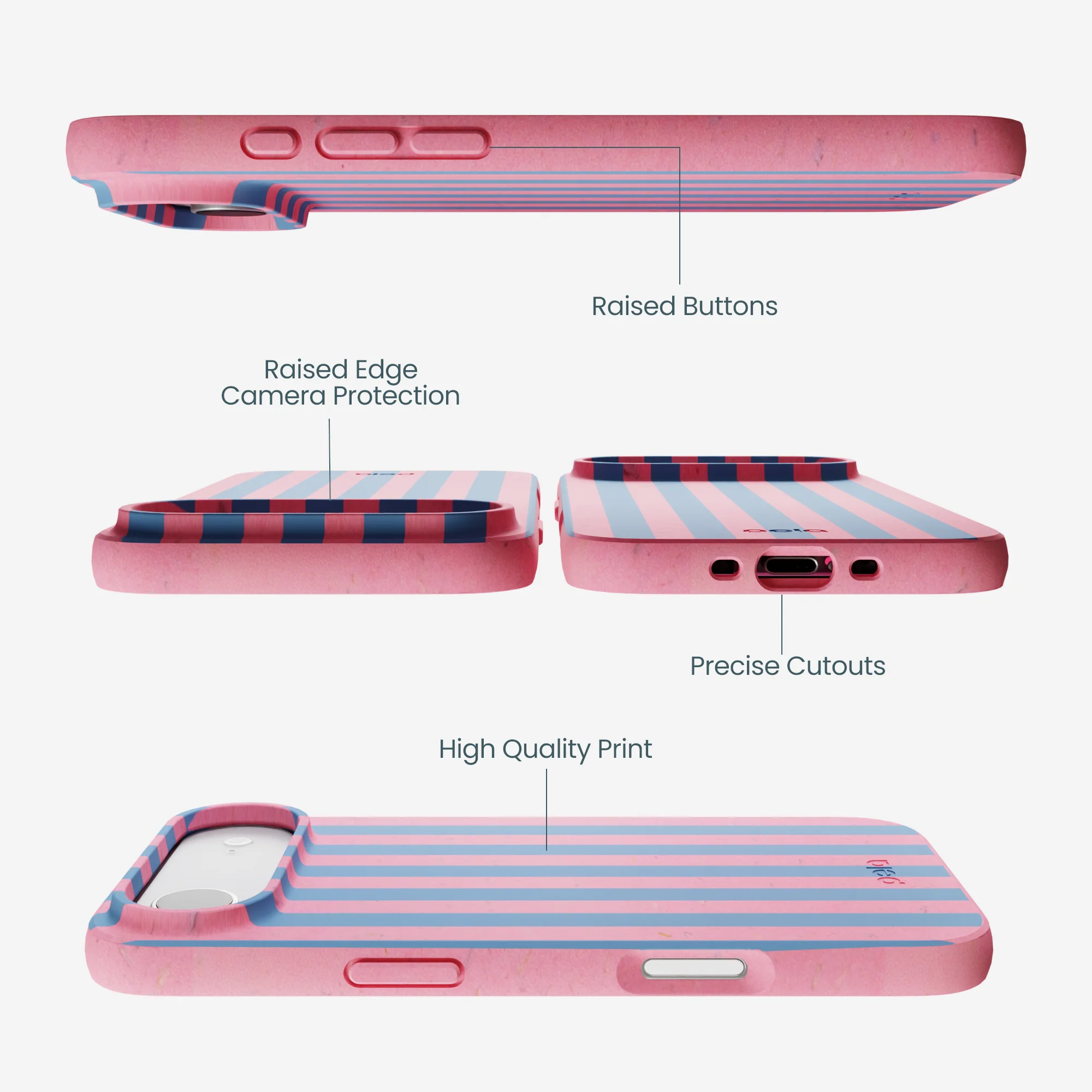Bubblegum Pink Candy Blue Stripes iPhone Air Case - Image 3