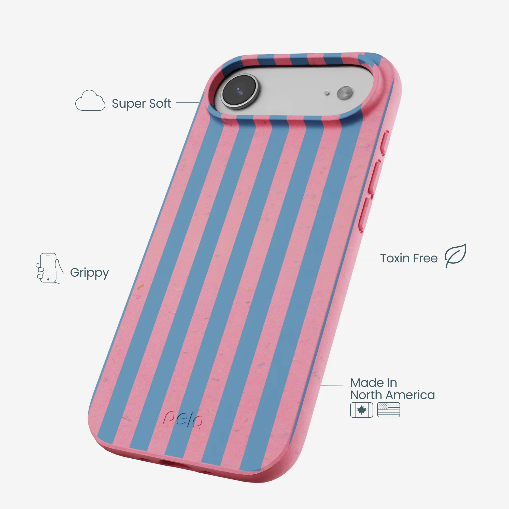 Bubblegum Pink Candy Blue Stripes iPhone Air Case - Image 4