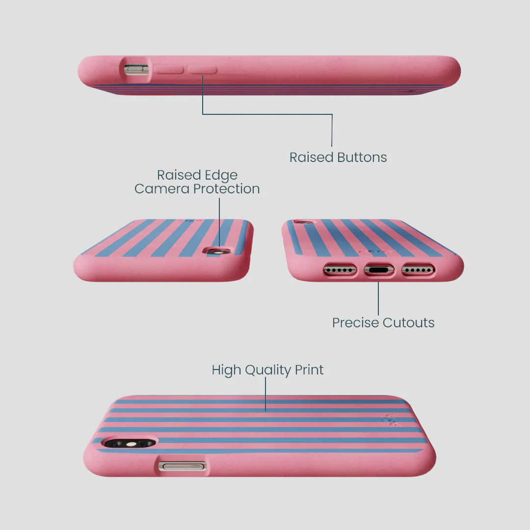 Bubblegum Pink Candy Blue Stripes iPhone XR Case - Image 3