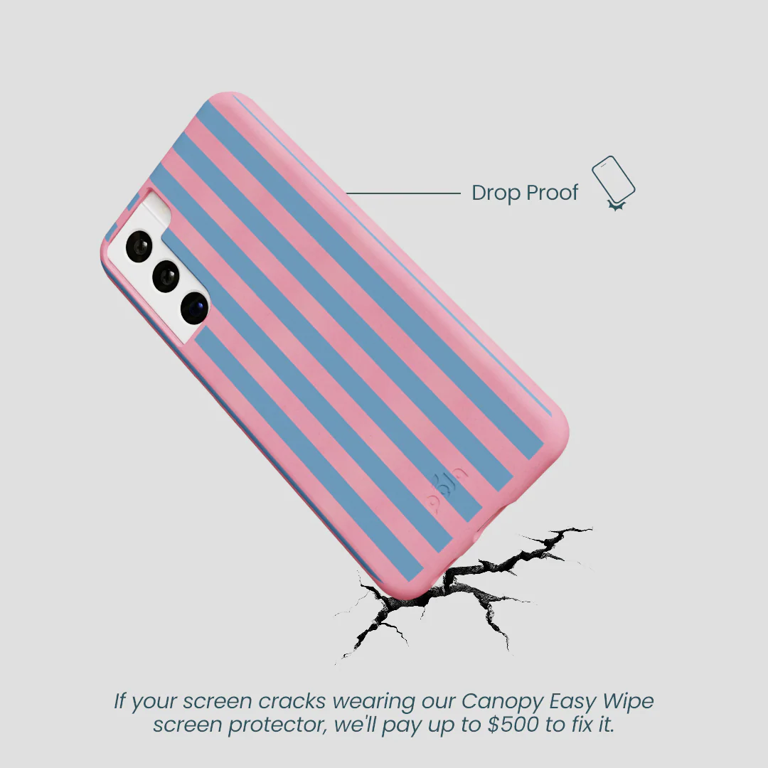 Bubblegum Pink Candy Blue Stripes Samsung Galaxy S22 Case - Image 4