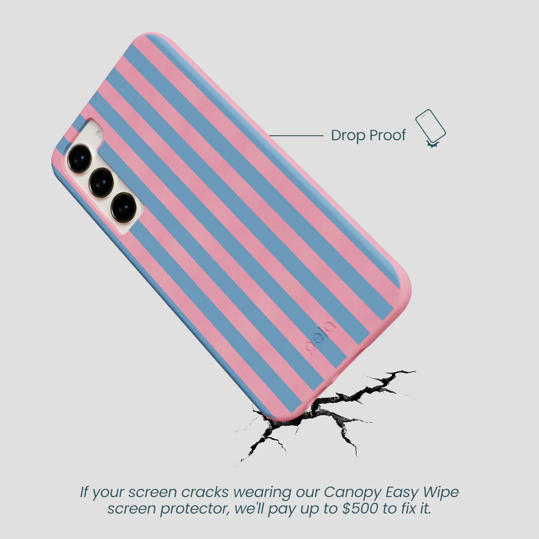 Bubblegum Pink Candy Blue Stripes Samsung Galaxy S23+(Plus) Case - Image 4