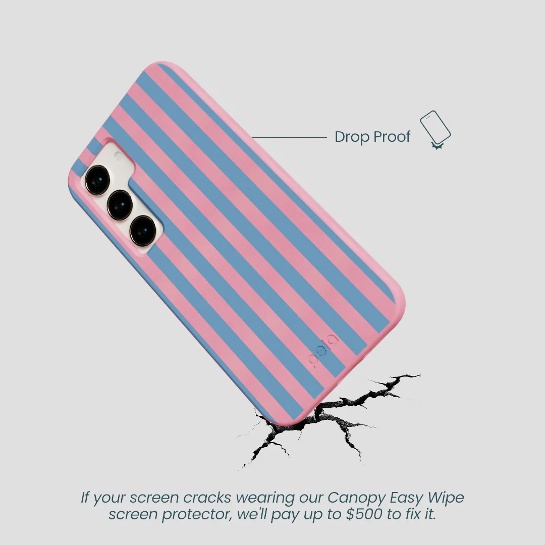 Bubblegum Pink Candy Blue Stripes Samsung Galaxy S24 Case - Image 4