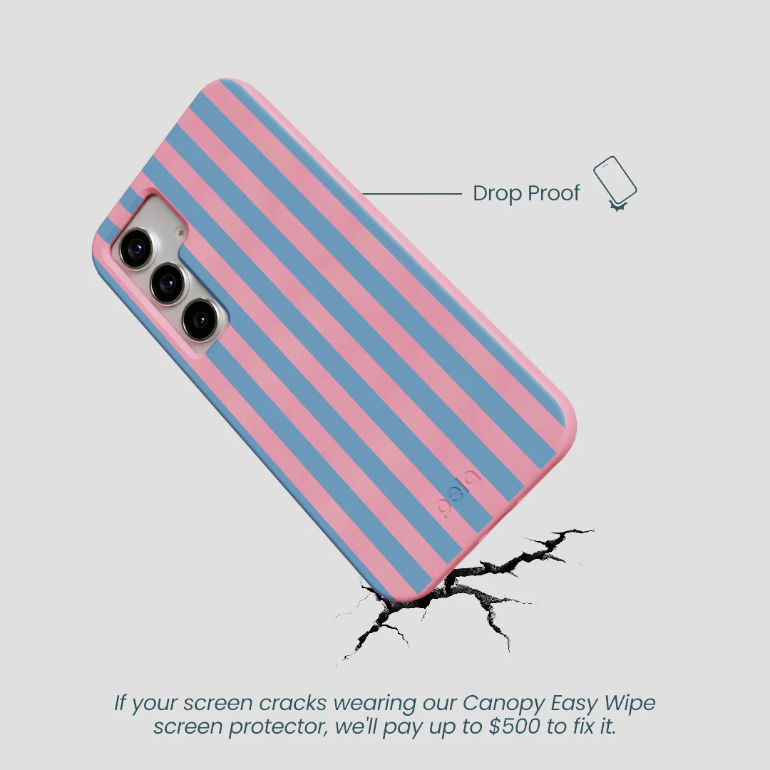 Bubblegum Pink Candy Blue Stripes Samsung Galaxy S25 Case - Image 4