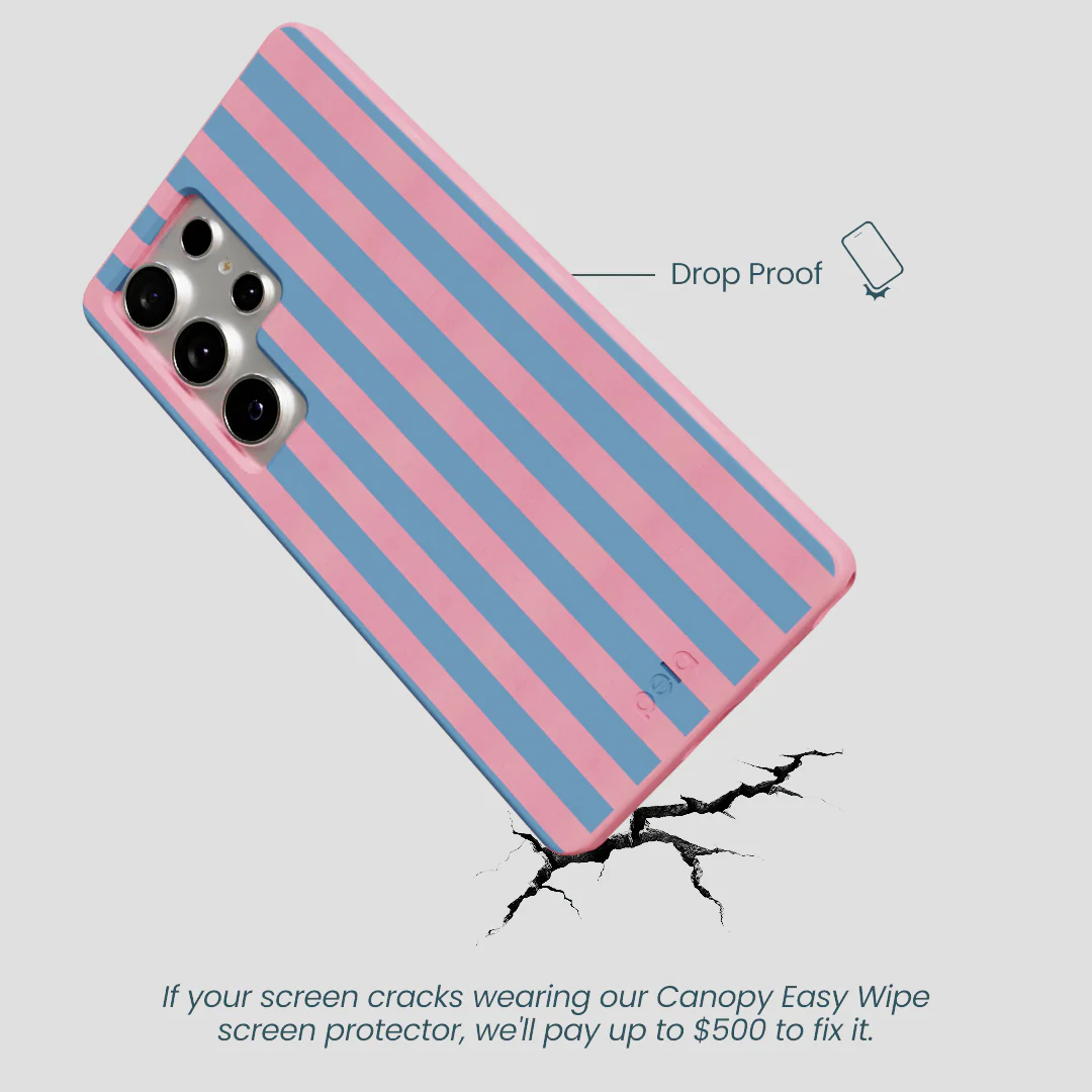 Bubblegum Pink Candy Blue Stripes Samsung Galaxy S25 Ultra Case - Image 4