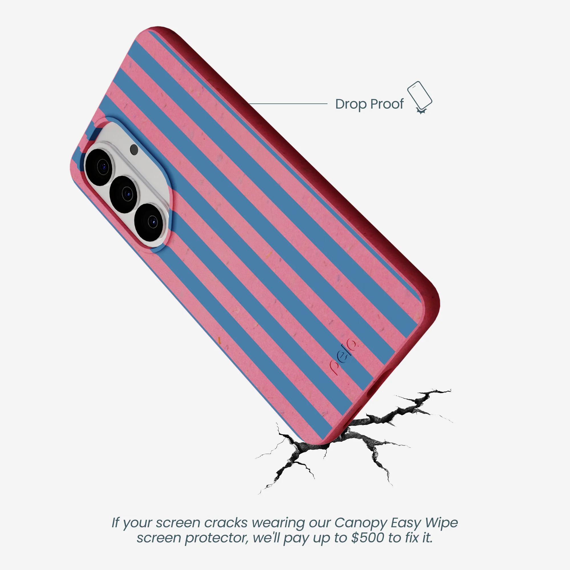 Bubblegum Pink Candy Blue Stripes Samsung Galaxy S26 Case - Image 4