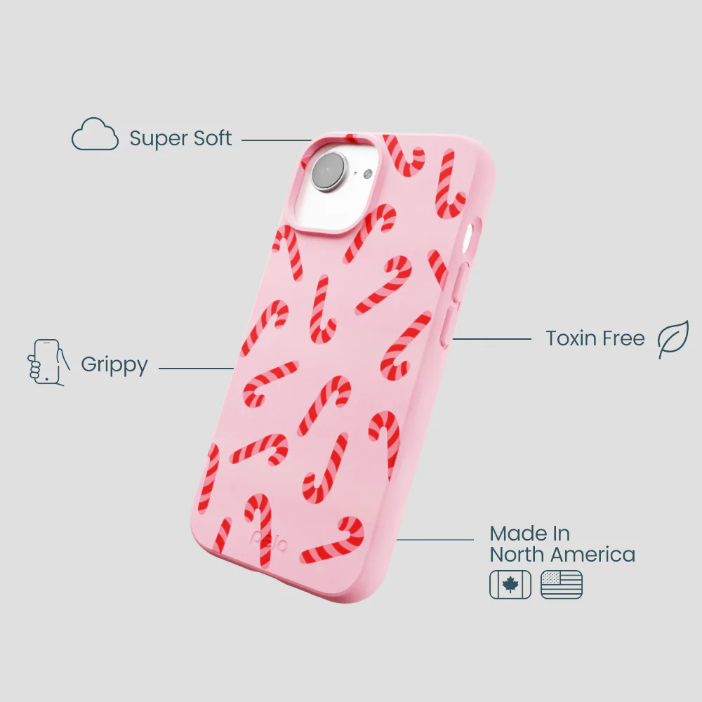 Bubblegum Pink Candy Cane Chaos iPhone 16e/17e Case - Image 4