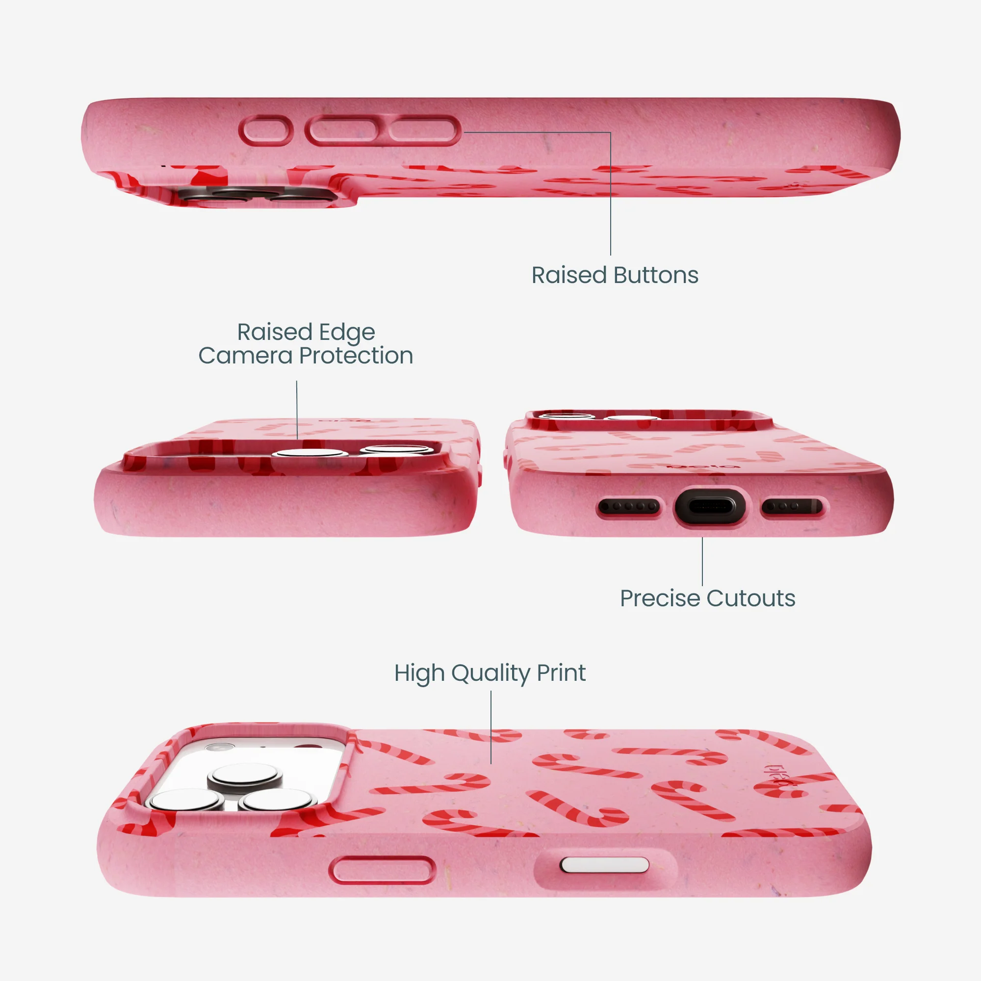 Bubblegum Pink Candy Cane Chaos iPhone 17 Pro Case - Image 3