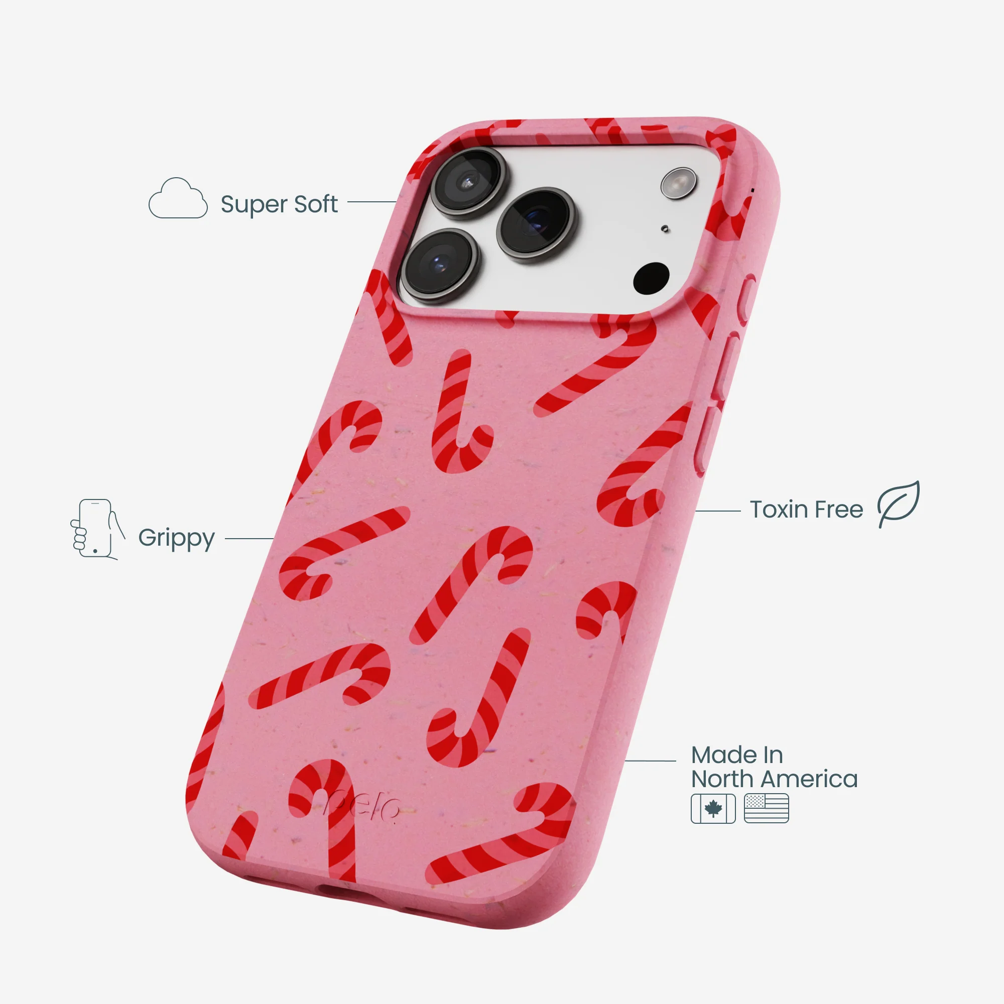 Bubblegum Pink Candy Cane Chaos iPhone 17 Pro Case - Image 4