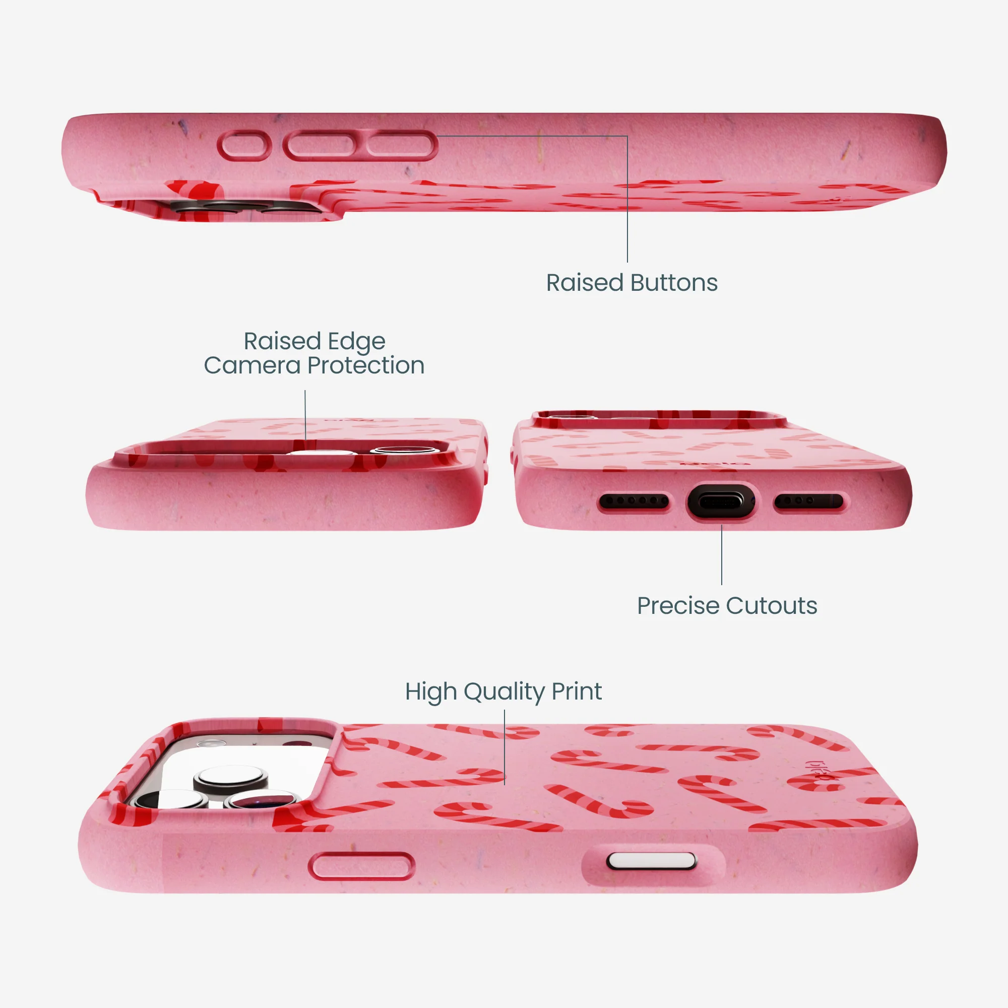 Bubblegum Pink Candy Cane Chaos iPhone 17 Pro Max Case - Image 3