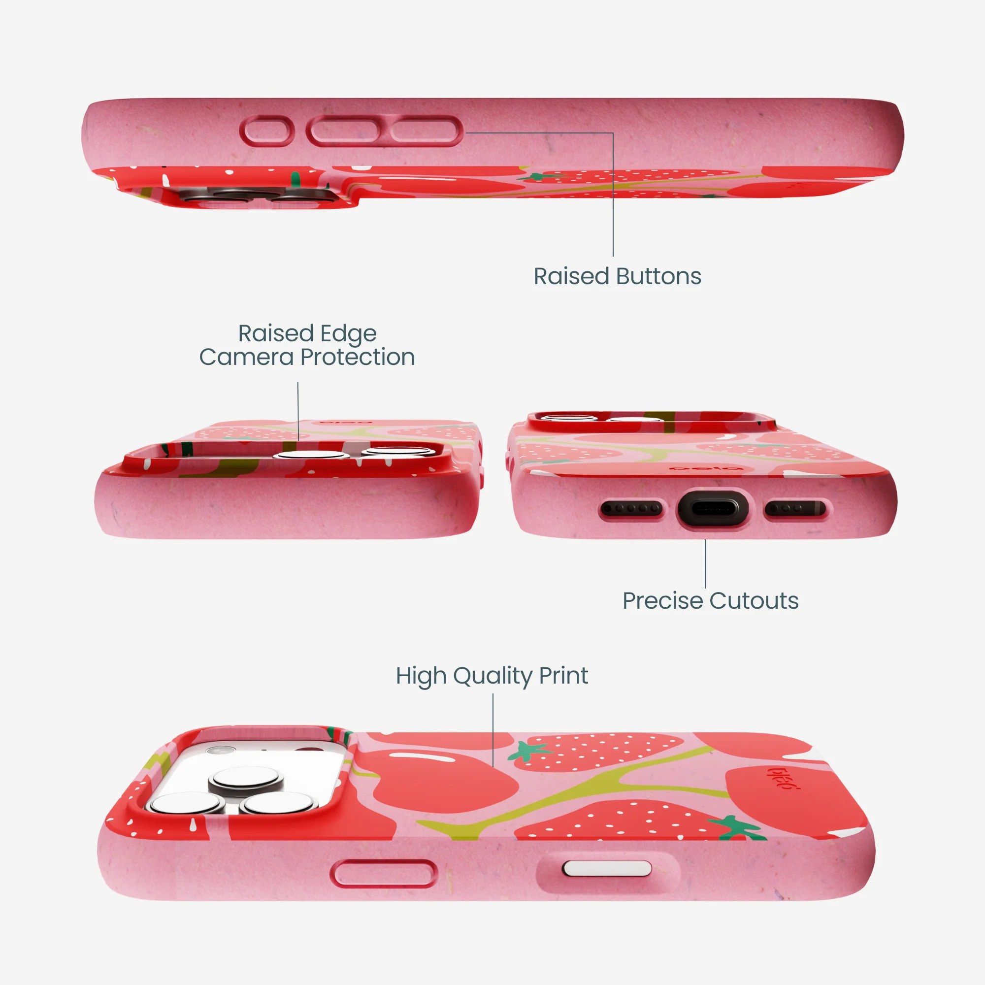 Bubblegum Pink Cherry Berry iPhone 17 Pro Case - Image 3