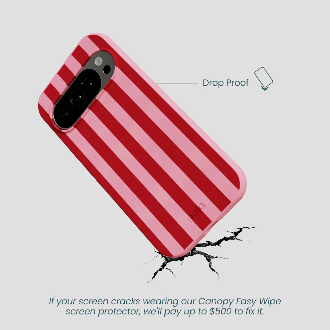 Bubblegum Pink Cherry Stripes Google Pixel 10/10 Pro Case - Image 4
