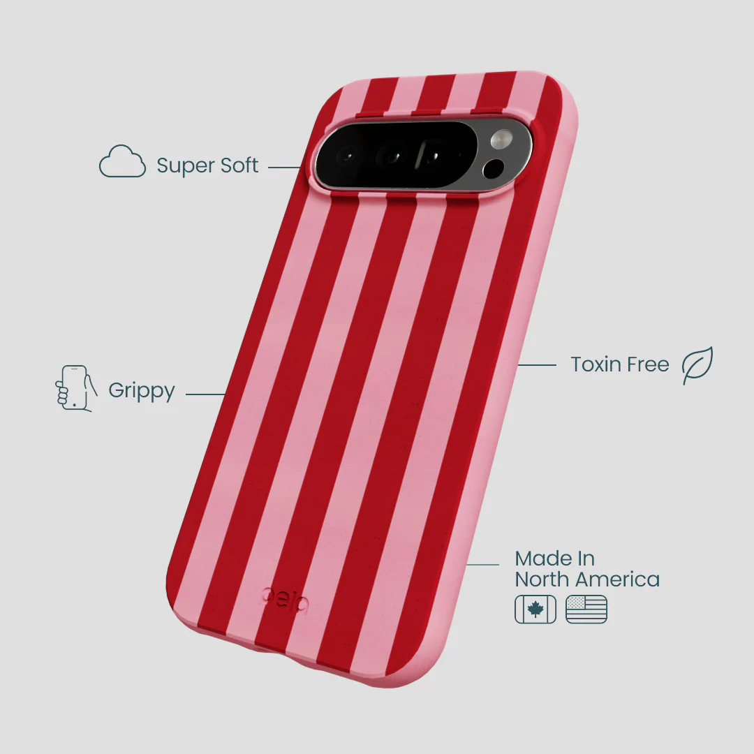 Bubblegum Pink Cherry Stripes Google Pixel 10 Pro XL Case - Image 3