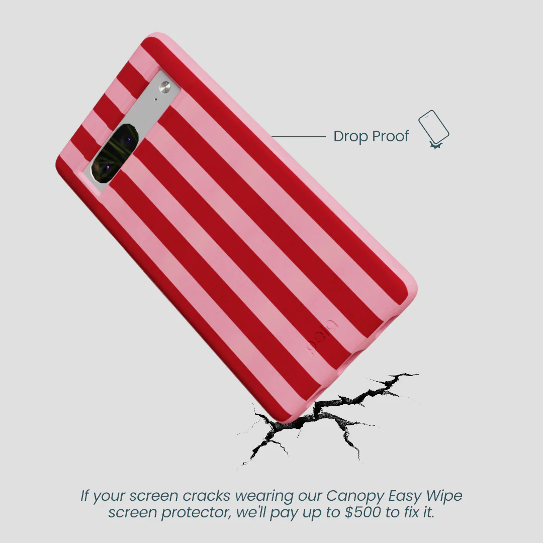 Bubblegum Pink Cherry Stripes Google Pixel 7a Case - Image 4