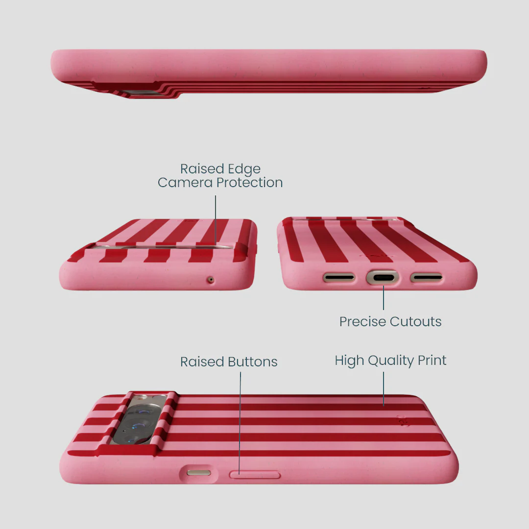 Bubblegum Pink Cherry Stripes Google Pixel 8 Pro Case - Image 2