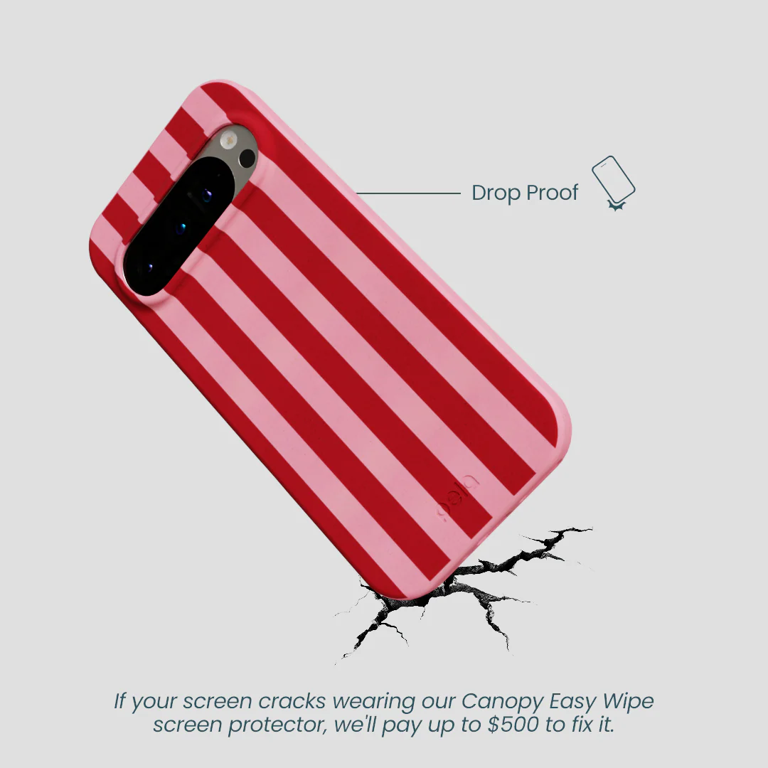 Bubblegum Pink Cherry Stripes Google Pixel 9/9 Pro Case - Image 4