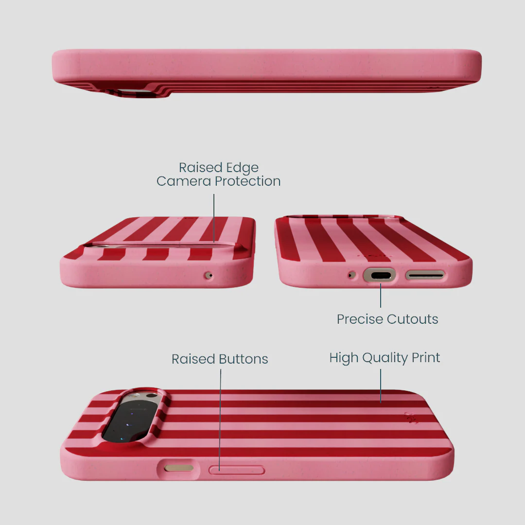 Bubblegum Pink Cherry Stripes Google Pixel 9 Pro XL Case - Image 2