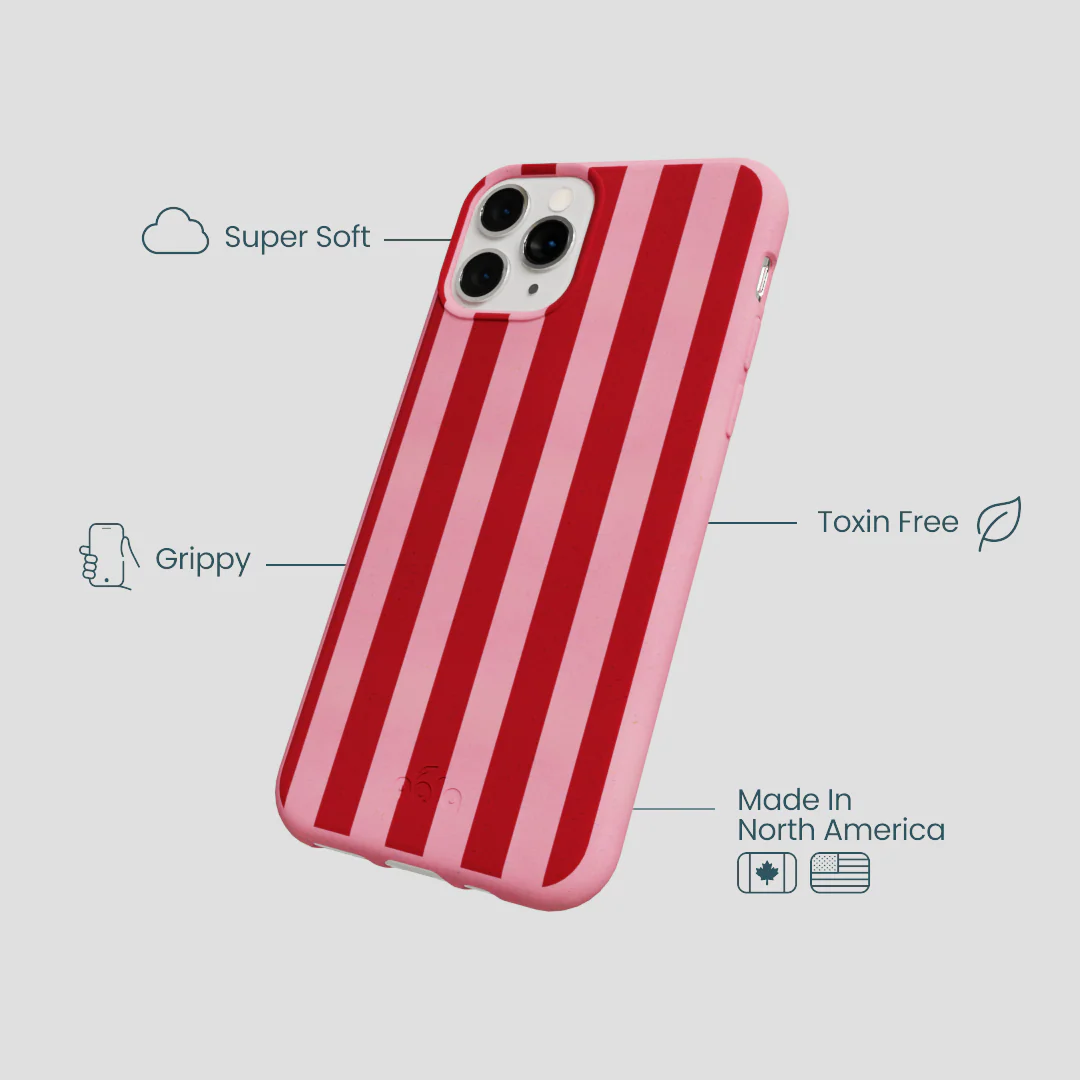 Bubblegum Pink Cherry Stripes iPhone 11 Pro Case - Image 4
