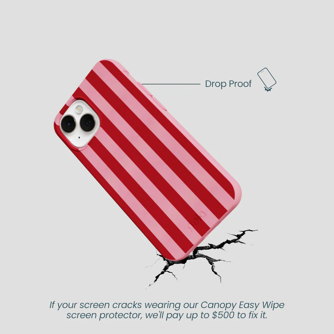 Bubblegum Pink Cherry Stripes iPhone 13 Mini Case - Image 5