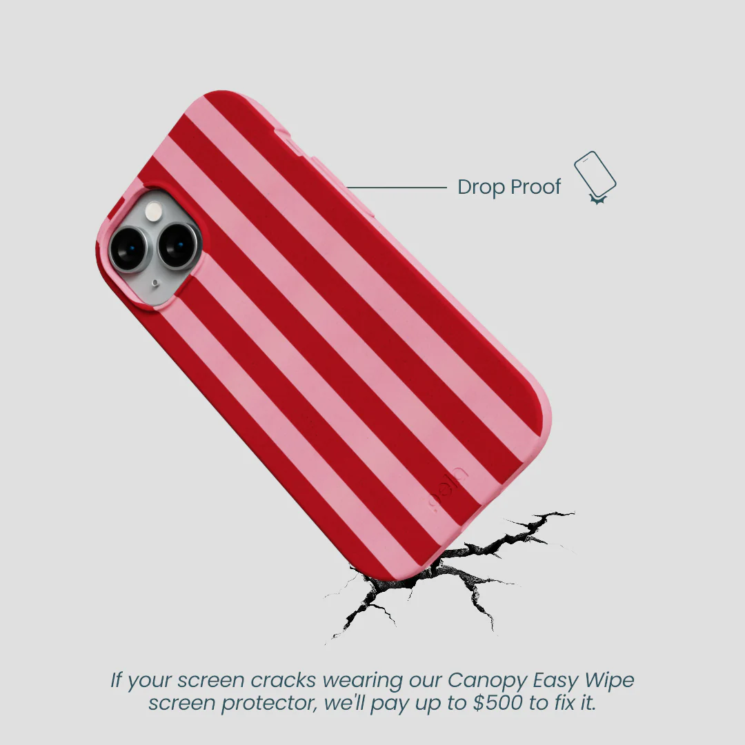 Bubblegum Pink Cherry Stripes iPhone 14 Case - Image 5
