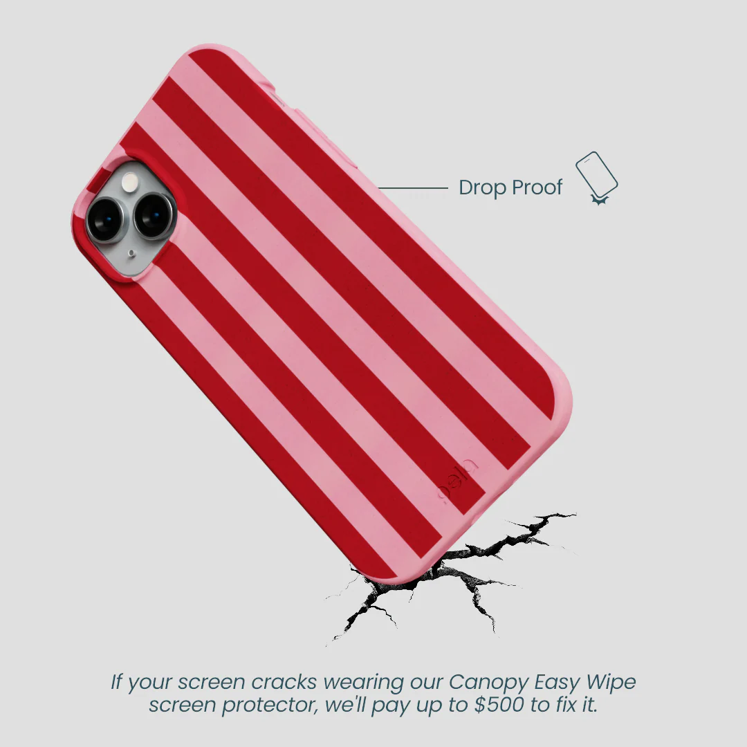 Bubblegum Pink Cherry Stripes iPhone 14 Plus Case - Image 5
