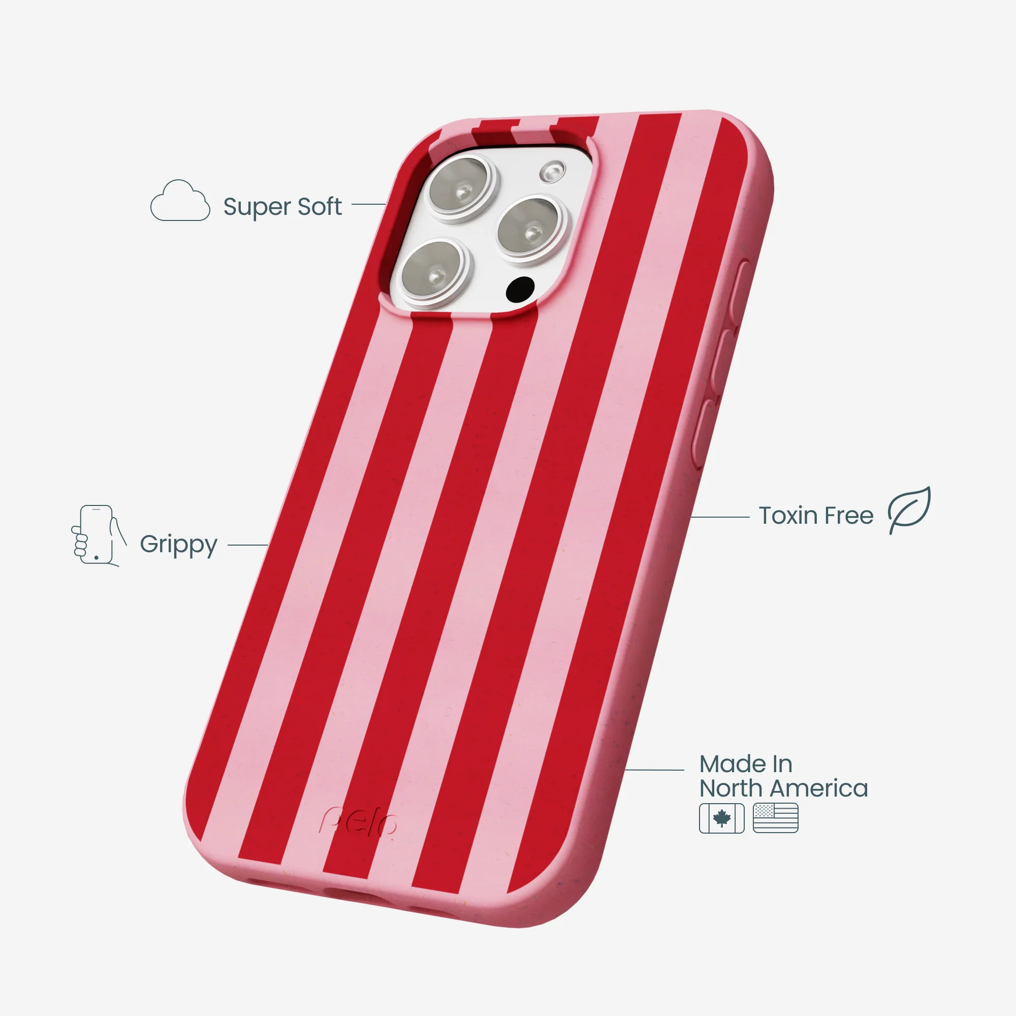 Bubblegum Pink Cherry Stripes iPhone 16 Pro Max Case - Image 4