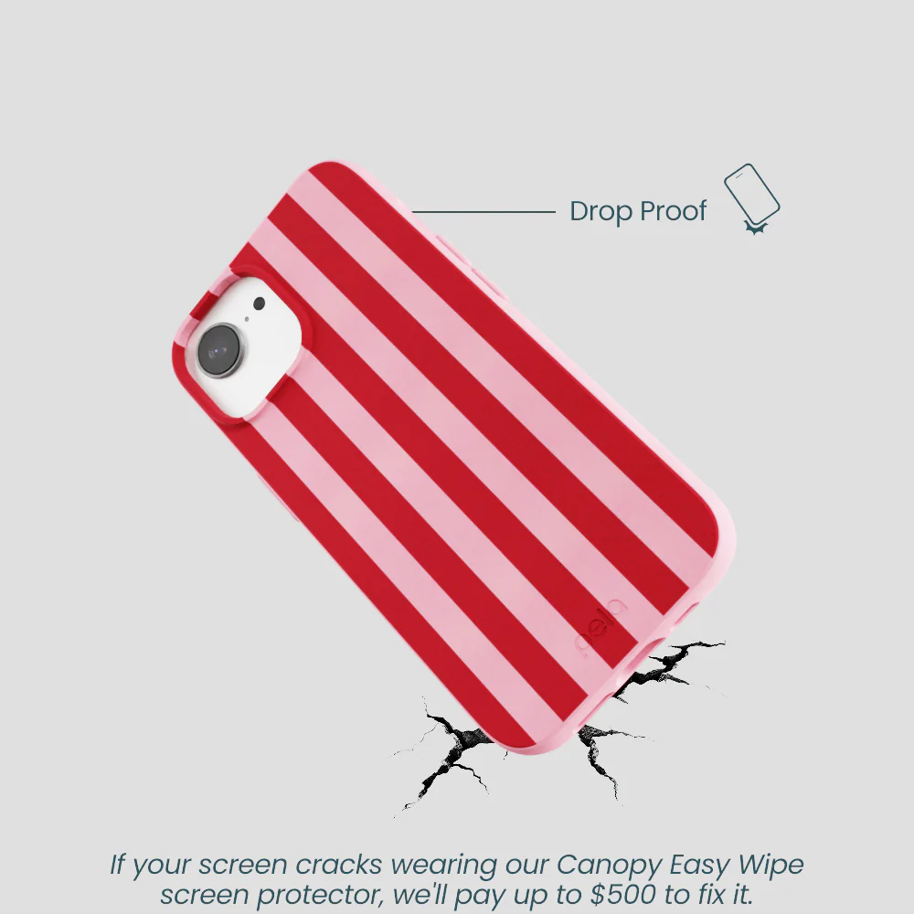 Bubblegum Pink Cherry Stripes iPhone 16e/17e Case - Image 5