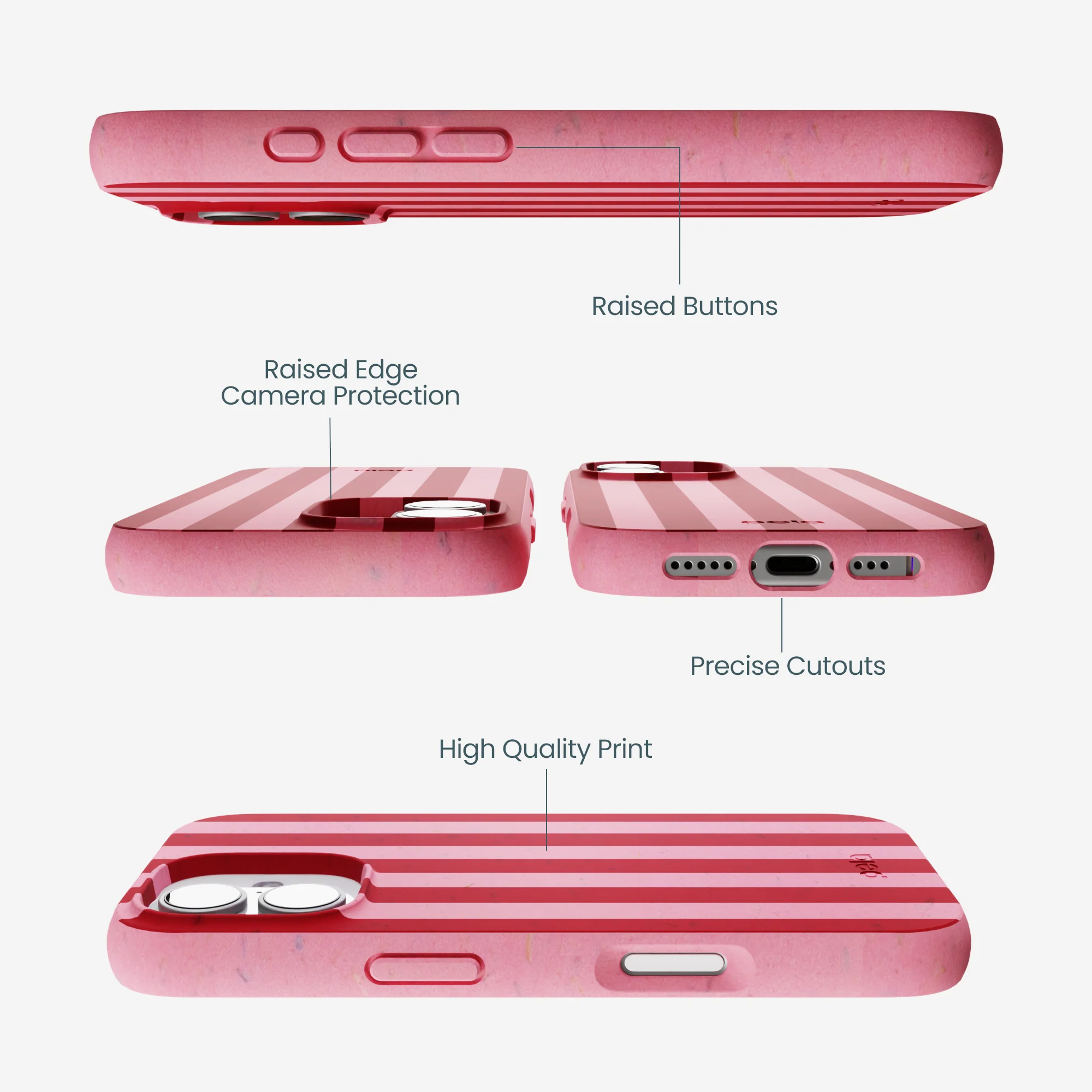 Bubblegum Pink Cherry Stripes iPhone 17 Case - Image 3
