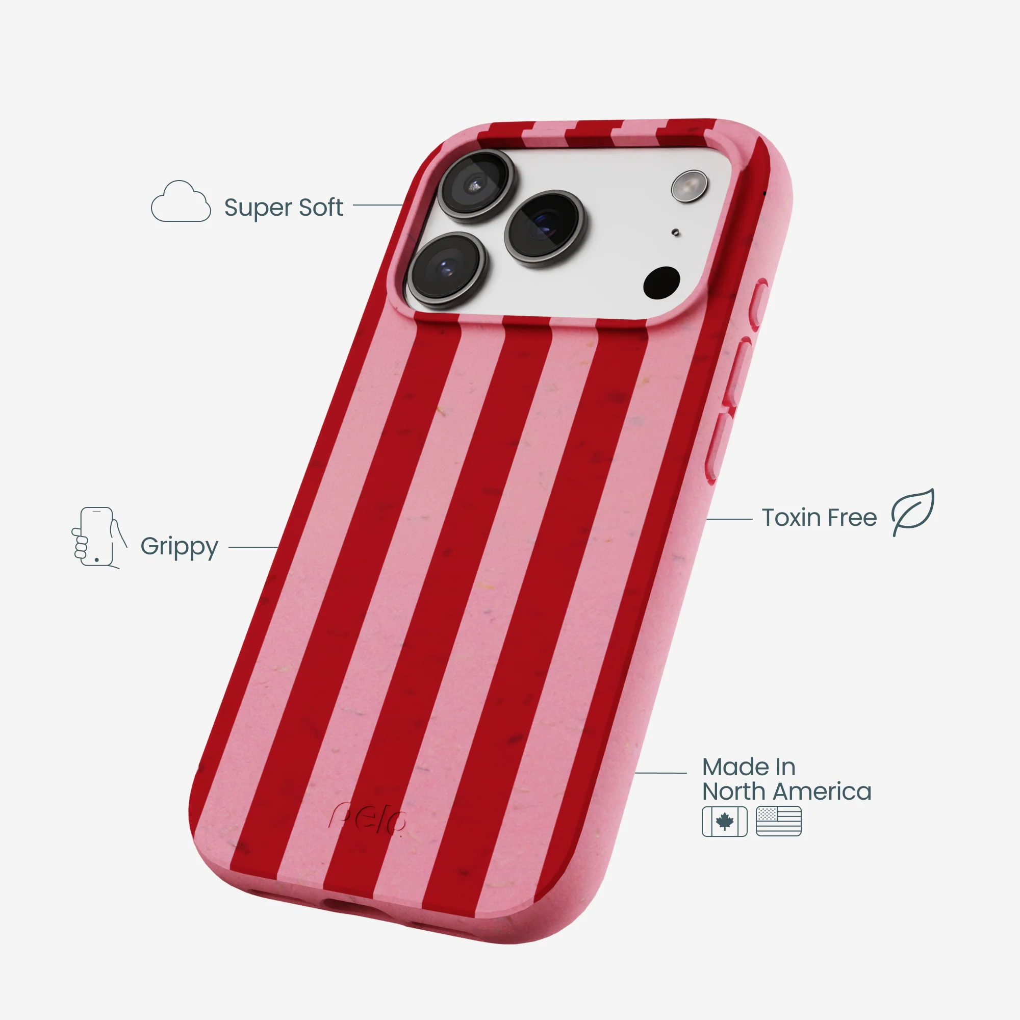 Bubblegum Pink Cherry Stripes iPhone 17 Pro Case - Image 4